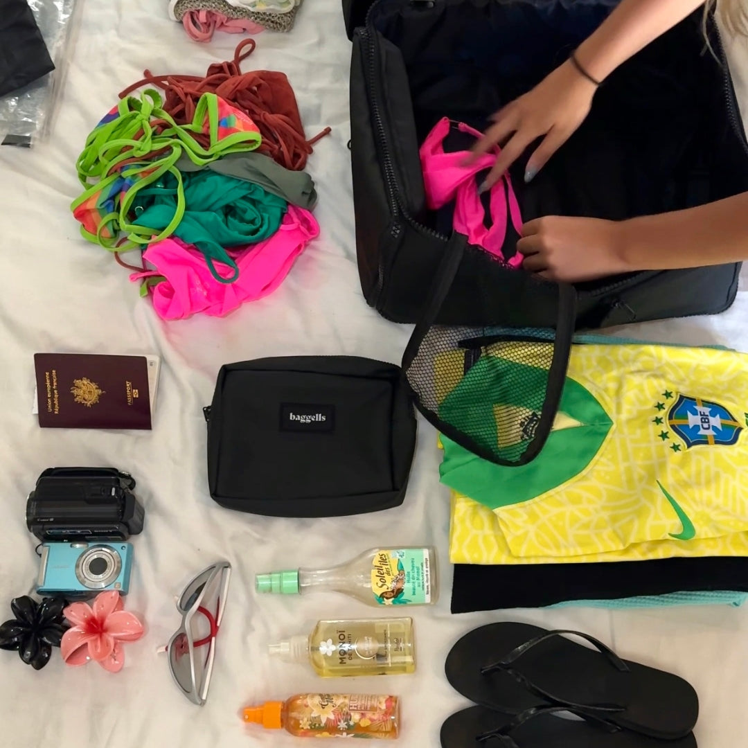 Sac Baggells cabine bien organisé avec accessoires pour un voyage de 5 jours